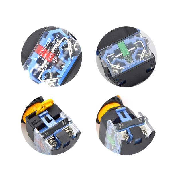Фото - Кнопка з підсв. LA38-11D жовта 220VAC 1NO/1NC без фікс.