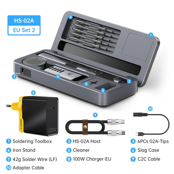 Фото - FNIRSI HS-02A box + 6 жал паяльна станція + блок живлення 100W