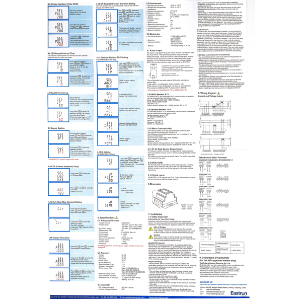 Фото - Лічильник електроенергії 3ф двонаправлений Eastron SDM630MCT (RS485), клас точності 0.5S, оригінал