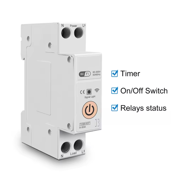 Фото - Розмикач 63А 220V AC Tuya WiFi на DIN рейку ORANGE