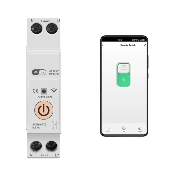 Фото - Розмикач 63А 220V AC Tuya WiFi на DIN рейку ORANGE