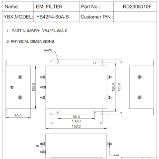 Фото - Фільтр ВЧ EMI 250VAC 60A 1ф YB42F4-60A-S